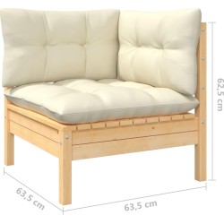 vidaXL vidaXL 3-osobowa sofa ogrodowa z kremowymi poduszkami, drewno sosnowe