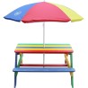 Axi AXI Stół piknikowy Nick dla dzieci, z parasolem, tęczowy
