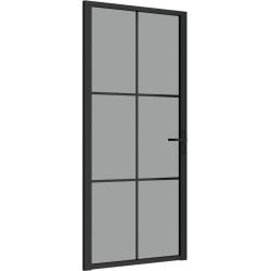vidaXL vidaXL Drzwi wewnętrzne, 93x201,5 cm, czarne, szkło ESG i aluminium