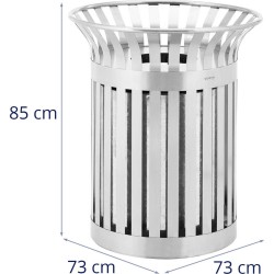 Ulsonix Kosz na odpady śmieci miejski zewnętrzny okrągły śr. 73 x 85 cm STAL srebrny Kosz na odpady śmieci miejski zewnętrzny ok