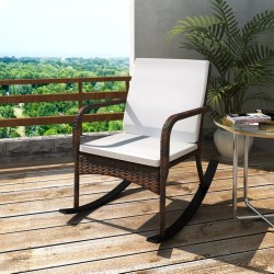 vidaXL ogrodowy fotel bujany, brązowy, rattan PE (42492)