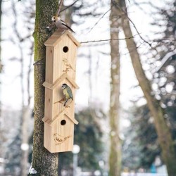ProGarden Budka lęgowa 3-piętrowa dla ptaków drewniana ozdobna domek lęgowy do zawieszenia 60x15x13,5 cm
